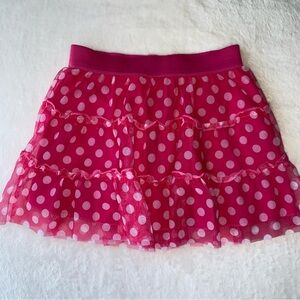 Disney Skirt Polka Dot Pink White tulle Size 6/6x Pull On‎ Skort Elastic waist
